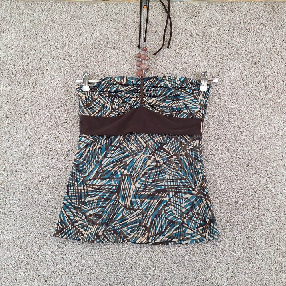 Style Me Halter Top Womens Large Multicolor Geometric Beaded Y2K Chic